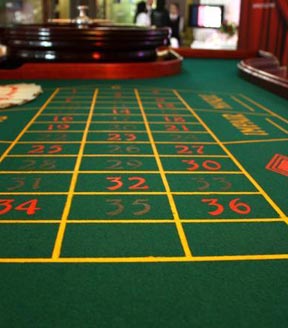 Roulette bord på fysiskt casino